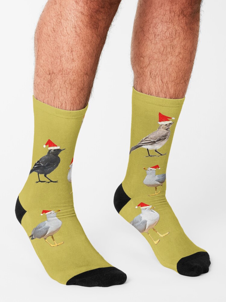 Alternate view of Birds having Christmas party (yellowish) Socks