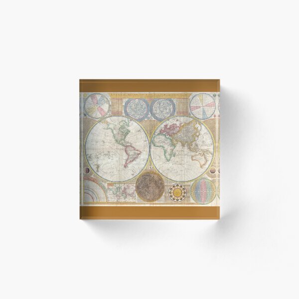Vintage map of the world 1794 Acrylic Block