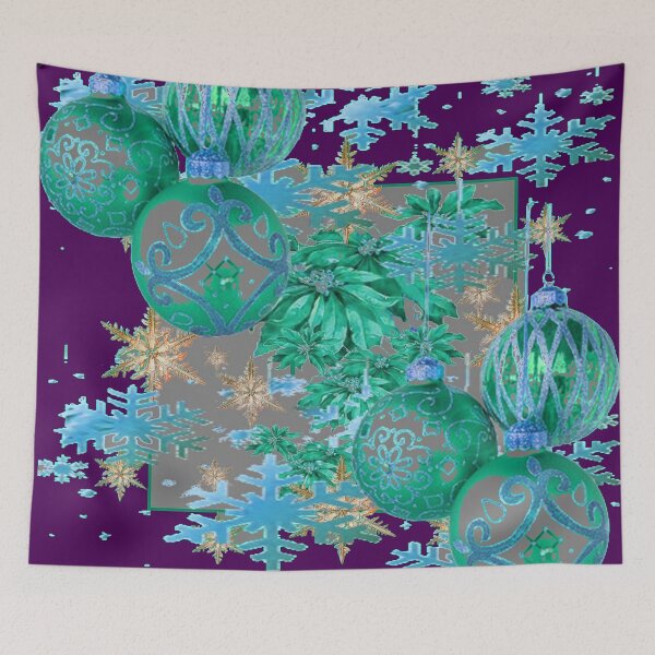 Item preview, CHRISTMAS HOLIDAY MAROON-TURQUOISE SNOWFLAKE  ART designed and sold by sharlesart.