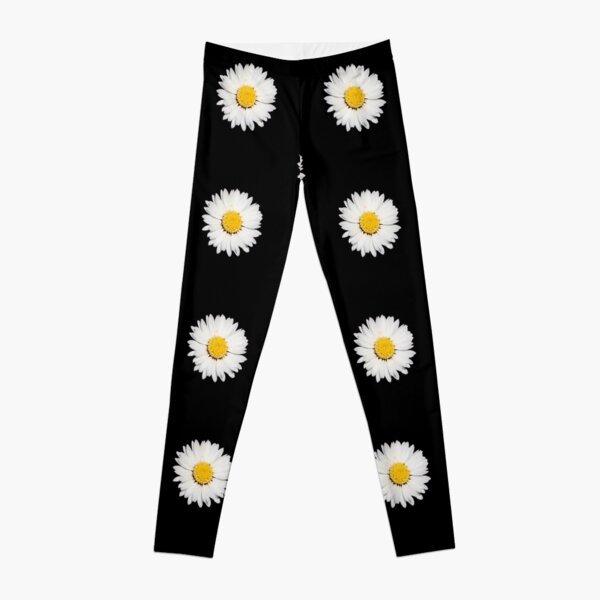 Top View Of A White Common Daisy Isolated Leggings
