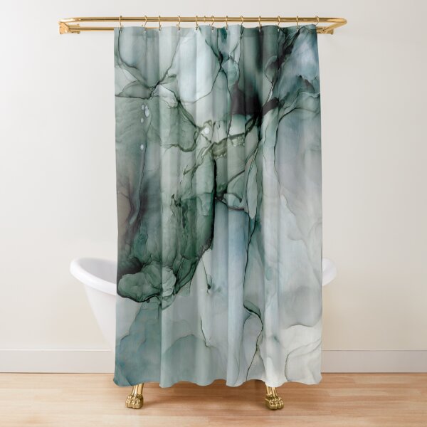 Charcoal Wisp: Original Abstract Alchol Ink Painting Shower Curtain