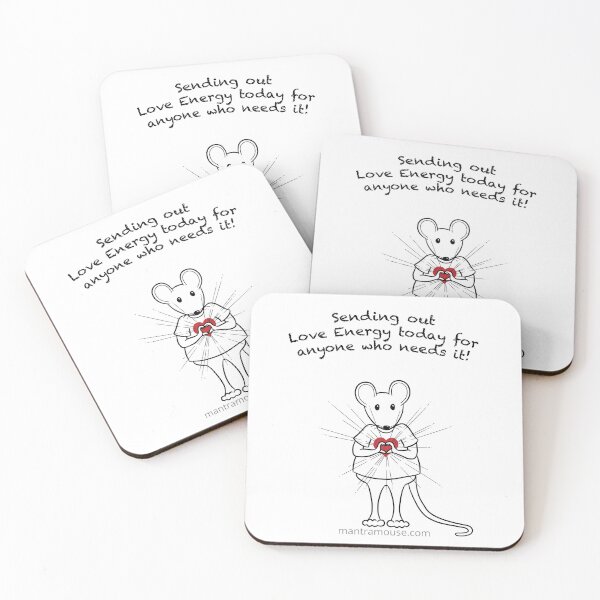 MantraMouse® Sending Out Love Cartoon Coasters (Set of 4)