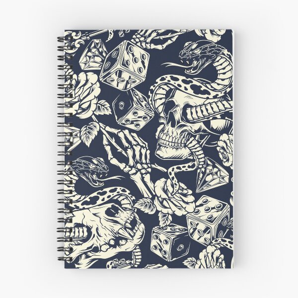 Item preview, Retro Skull Snake Dog Skeleton Rose Key Dice Diamond Tattoo Pattern designed and sold by RetroSkullArt.