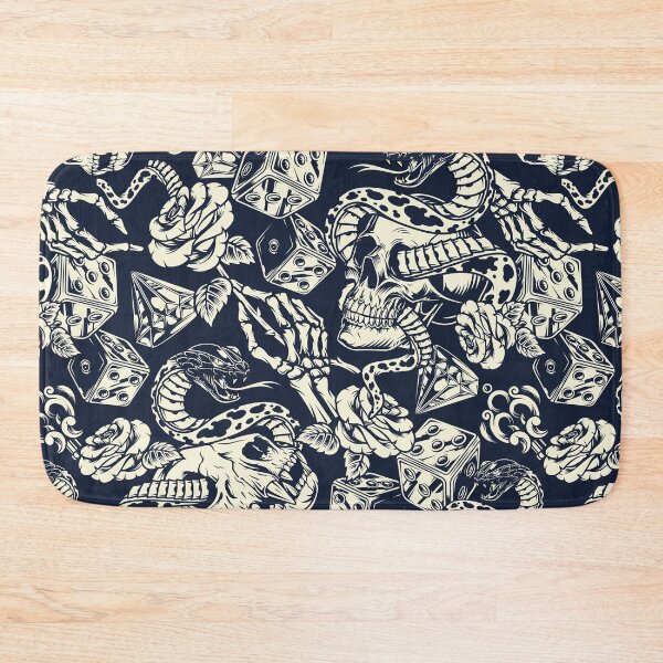 Item preview, Retro Skull Snake Dog Skeleton Rose Key Dice Diamond Tattoo Pattern designed and sold by RetroSkullArt.