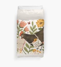 Chicken Reading a Book Duvet Cover