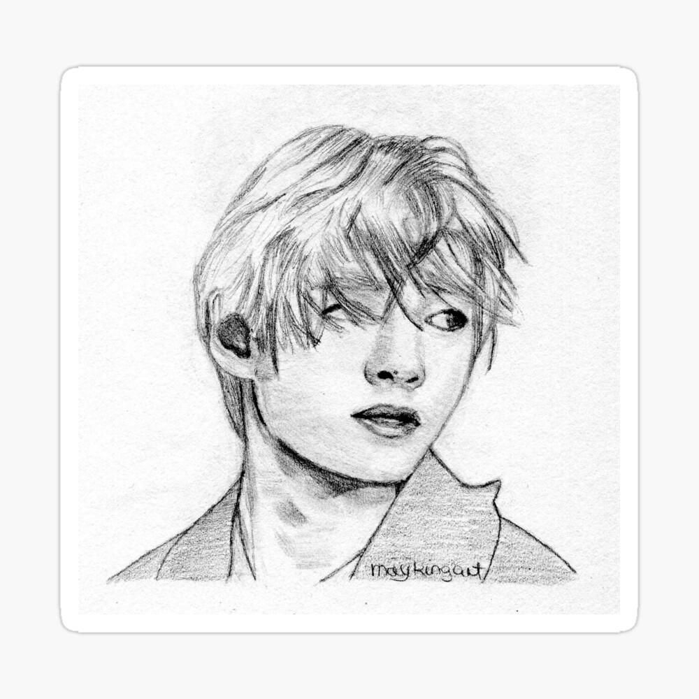 How to draw BTS V ( Kim Taehyung ) - pencil sketch Step by Step drawing /  BTS kpop drawing / ᗷTS V | Drawing sketches, Drawings, Kpop drawings