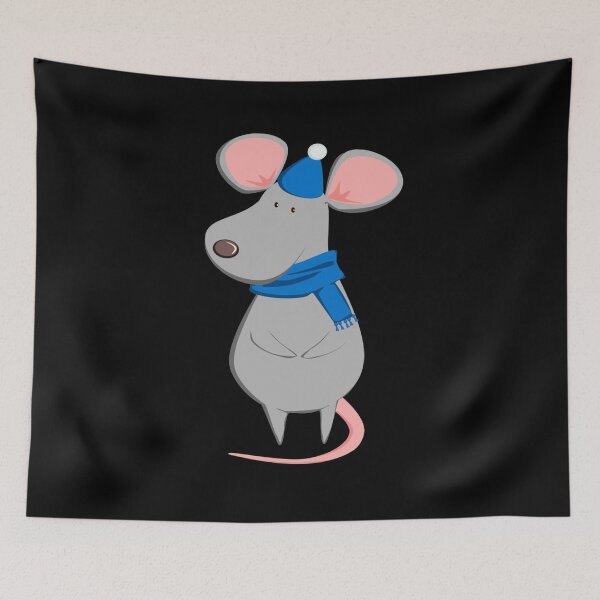 Item preview, Cute Rat in Blue Hat & Scarf - Funny New Year 2020 Christmas Rat Gift designed and sold by r-silver.