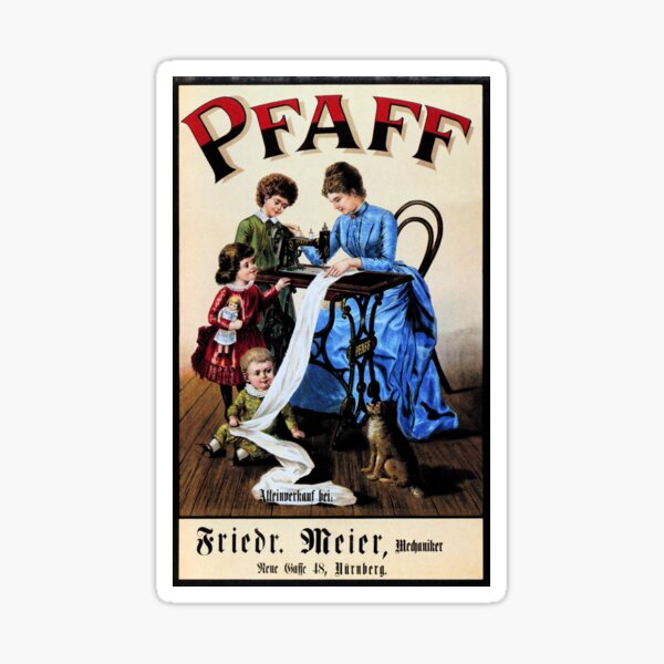 Item preview, German PFAFF Sewing Machine Mother and Child Vintage Advertisement designed and sold by retroposters.