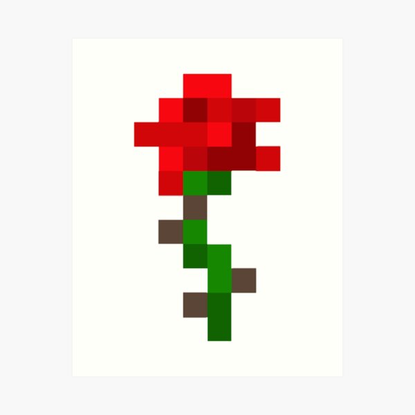 Red Minecraft Rose Flower Art Print