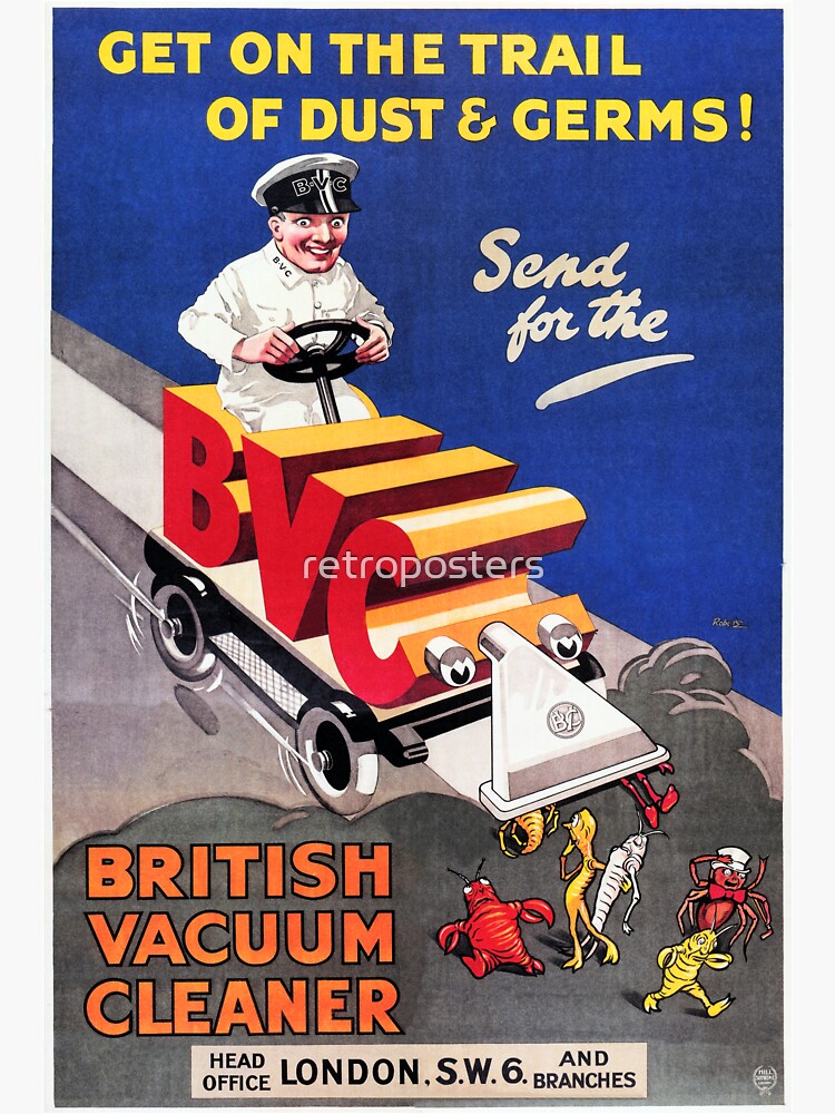"BVC Dust & Germs! British Vacuum Cleaner Retro English Advertisement