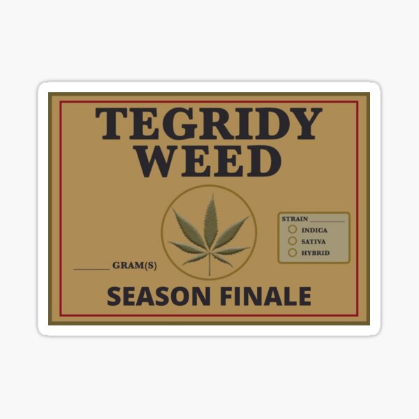 Vista previa del artículo con la obra «Tegridy Weed de Tegridy Farms Parodia del sello final de temporada», diseñado y vendido por ThatMerchStore.