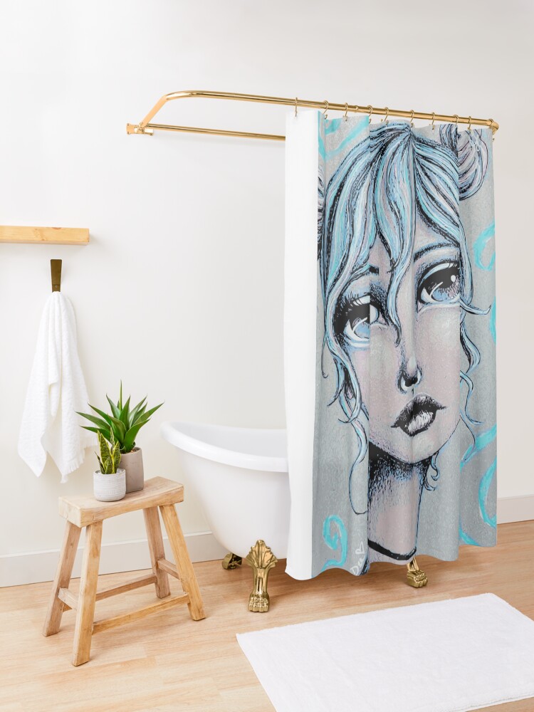 Alternate view of Space Buns for the Win Shower Curtain