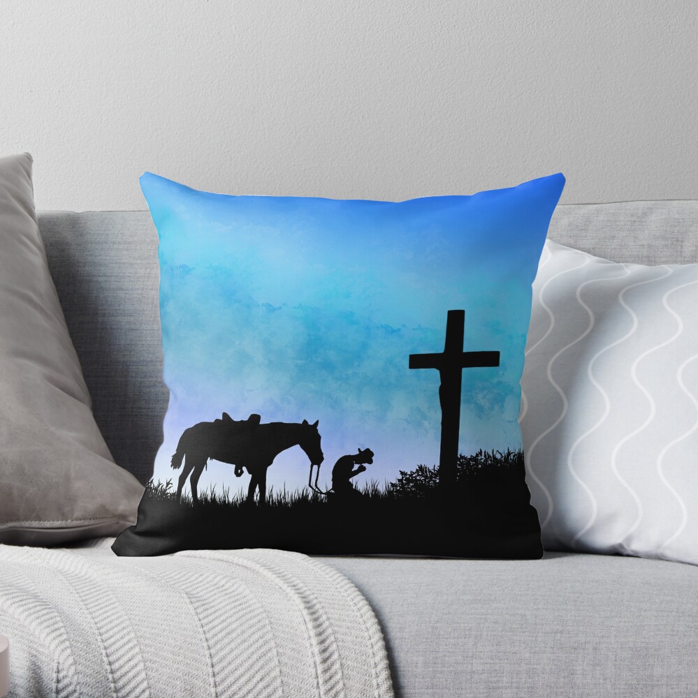 Praying Cowboy Western Accent Pillow