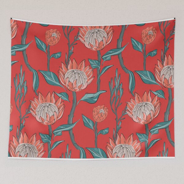 Item preview, Red protea pattern designed and sold by Milatoo.