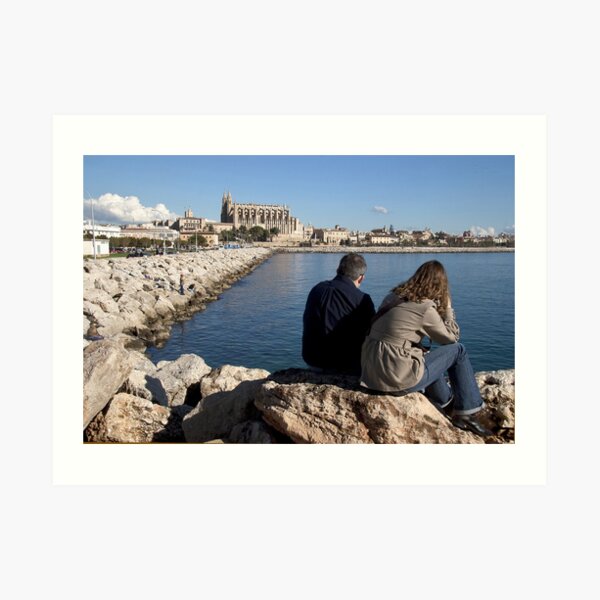 View of the Cathedral from a spot in Palma harbour Art Print