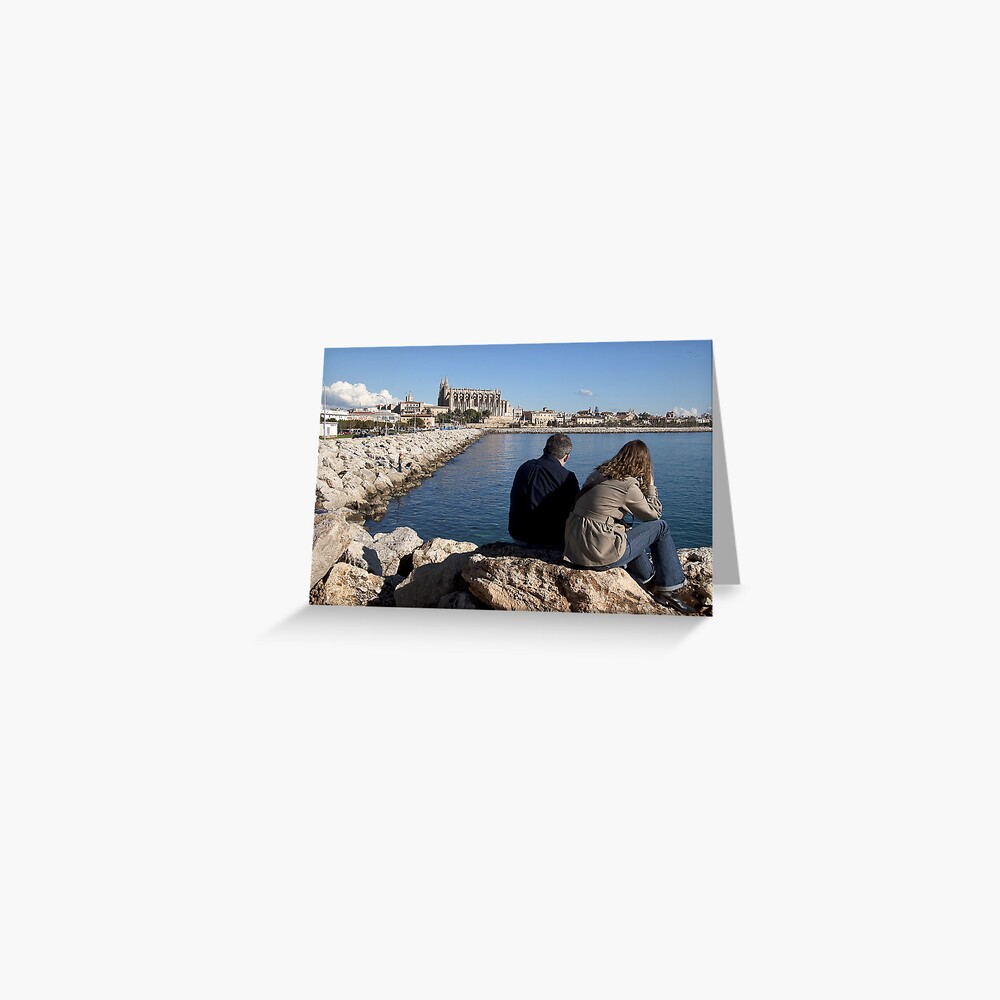 View of the Cathedral from a spot in Palma harbour Greeting Card
