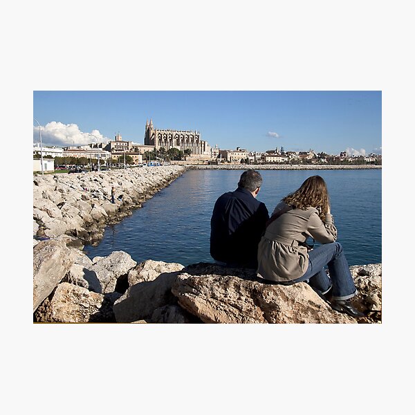 View of the Cathedral from a spot in Palma harbour Photographic Print