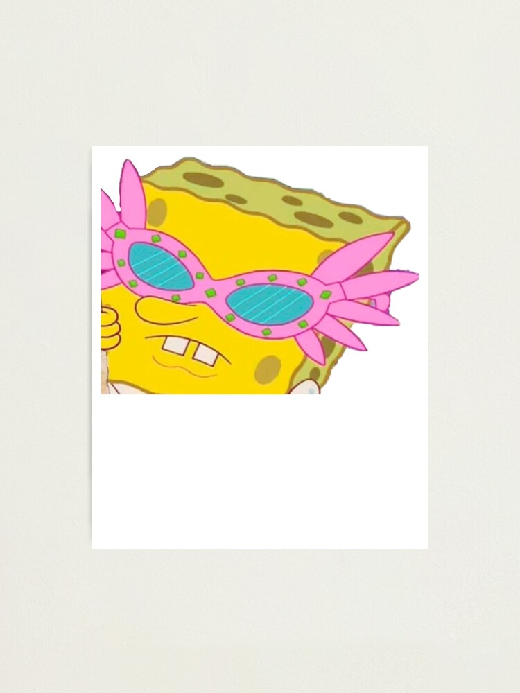 Spongebob Pink Sunglasses Meme Tv Cartoon Hipster Photographic Print By Bobcatdisguise Redbubble