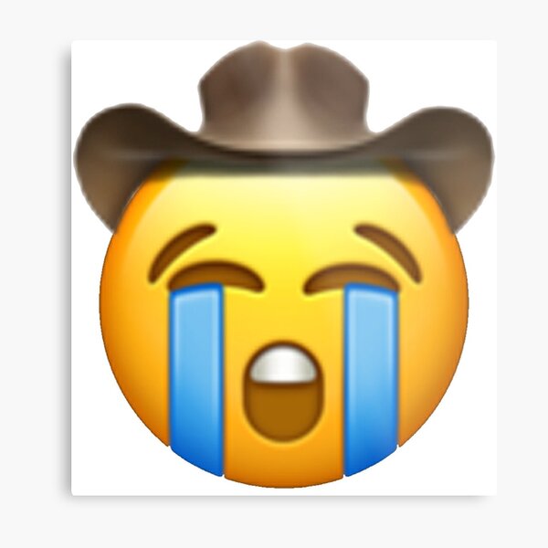 Sad Cowboy Emoji Metal Prints Redbubble - crying face codes for roblox high school