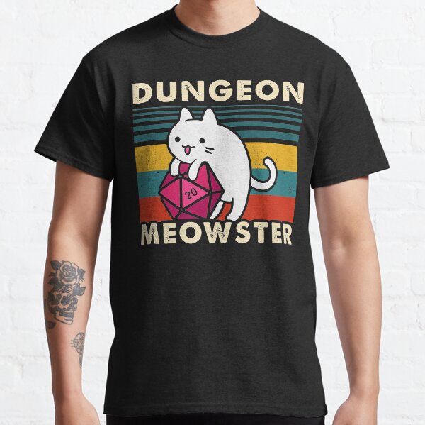 Dungeon Meowster Funny DnD Tabletop Gamer Cat D20 Classic T-Shirt