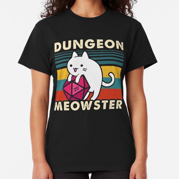 Dungeon Meowster Funny DnD Tabletop Gamer Cat D20 Classic T-Shirt