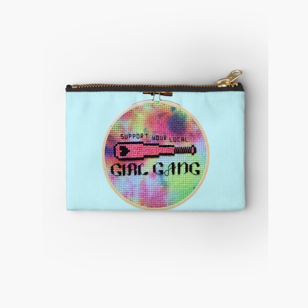 Item preview, Support your local girl gang cross stitch embroidery hoop hand stitched fiber art feminist designed and sold by Xstitchcraft.