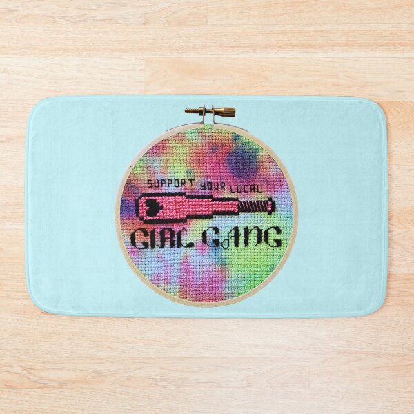 Item preview, Support your local girl gang cross stitch embroidery hoop hand stitched fiber art feminist designed and sold by Xstitchcraft.
