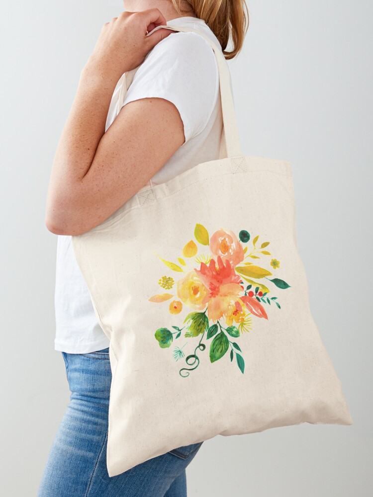 Cute Canvas Flowers Tote Bag