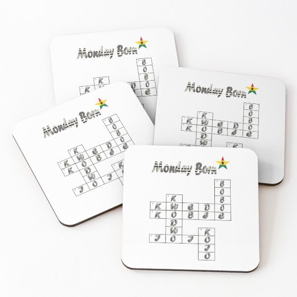 Item preview, Monday Born Ghanaian Male Names in black and white designed and sold by WhoWeAre.