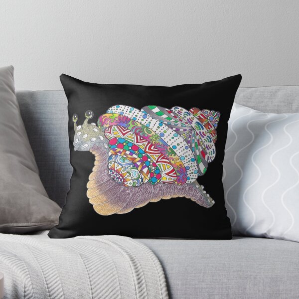 Snail Ya Later | Giant African Land Snalien Black Throw Pillow