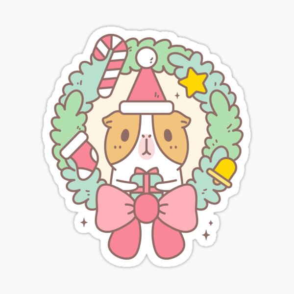 Bubu the Guinea pig, Christmas Wreath Sticker