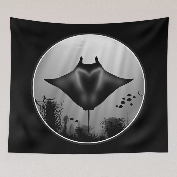 Item preview, I love diving. Manta rays and fish. Black and White. designed and sold by NicGrayGraphic.