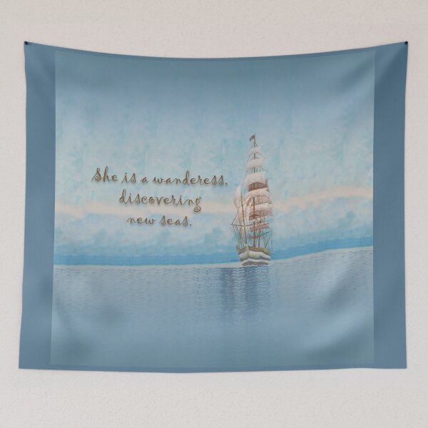 Item preview, Distant Ship on the Wide Open Sea-the Wanderess designed and sold by WatersEdgeGal.
