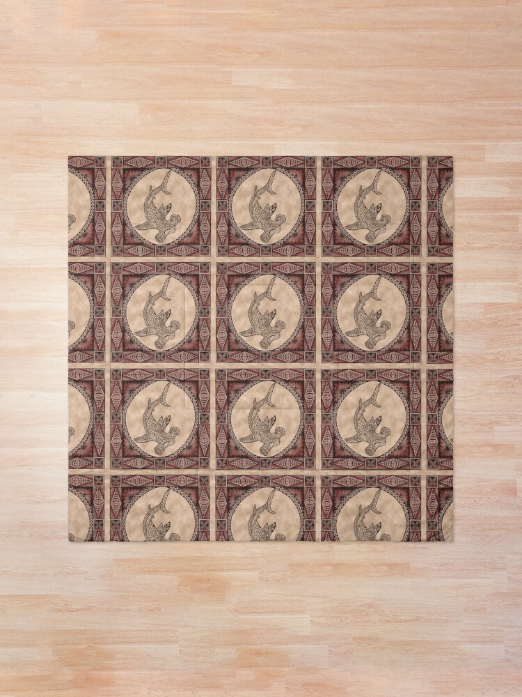 Alternate view of Polynesian influenced Hammerhead Shark Comforter