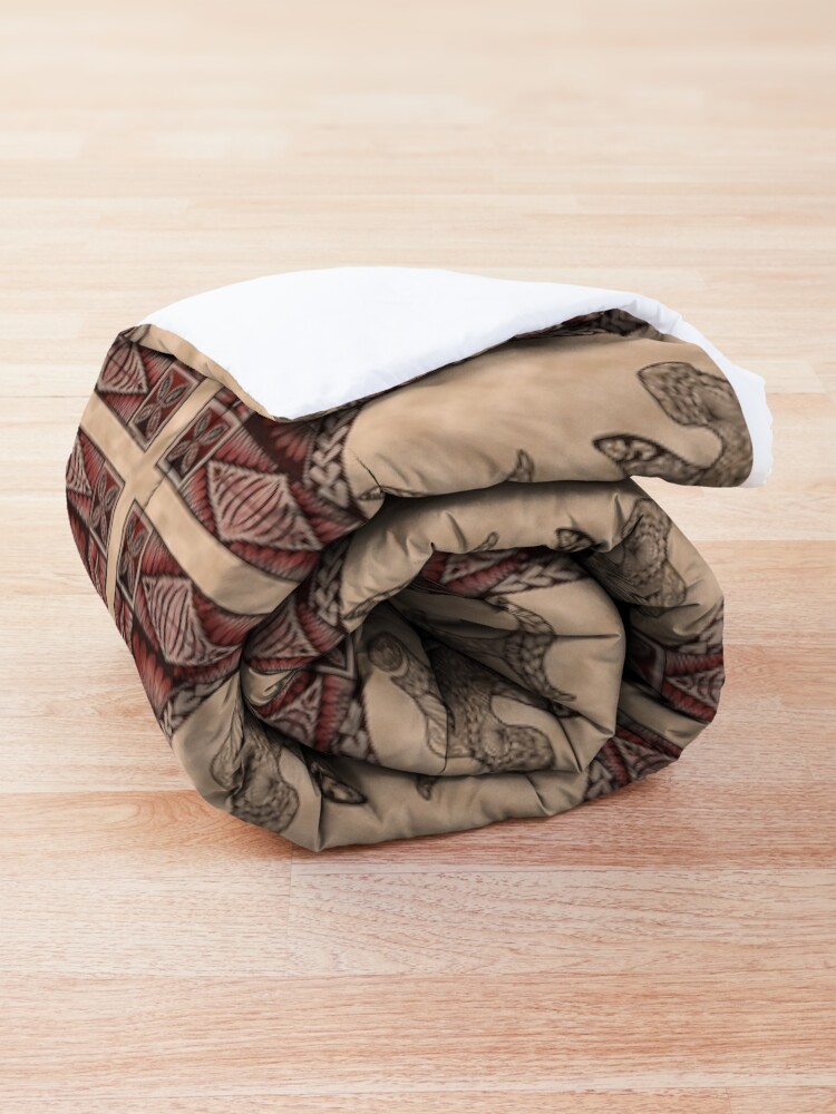 Alternate view of Polynesian influenced Hammerhead Shark Comforter