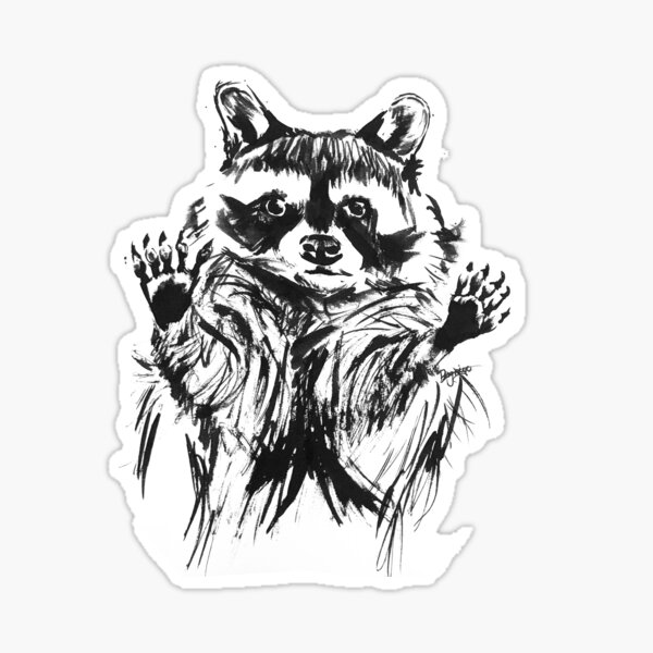 Trash Panda Boy - Raccoon Ink Illustration Sticker