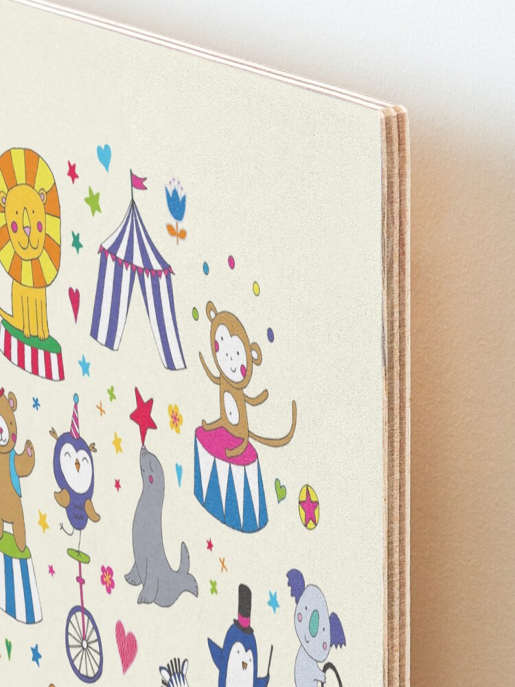 Alternate view of Circus Animal Alphabet - multicoloured on cream - Cute animal pattern by Cecca Designs Mounted Print