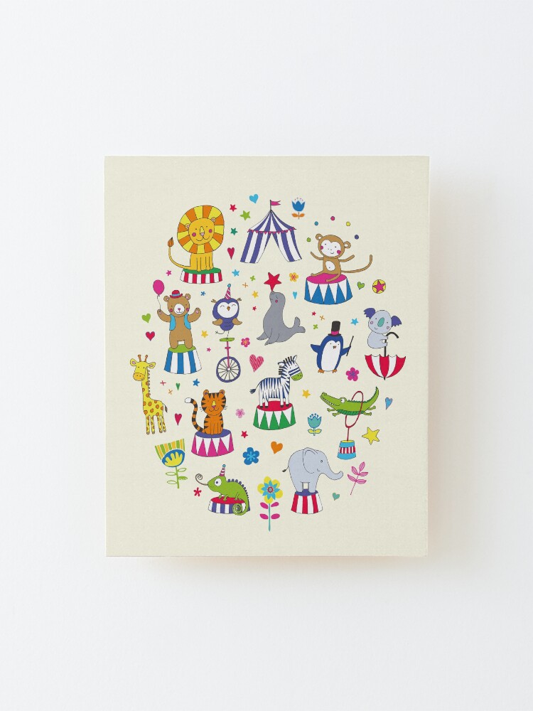 Alternate view of Circus Animal Alphabet - multicoloured on cream - Cute animal pattern by Cecca Designs Mounted Print
