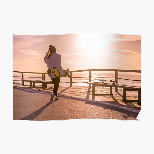 Girl holding a skateboard Poster