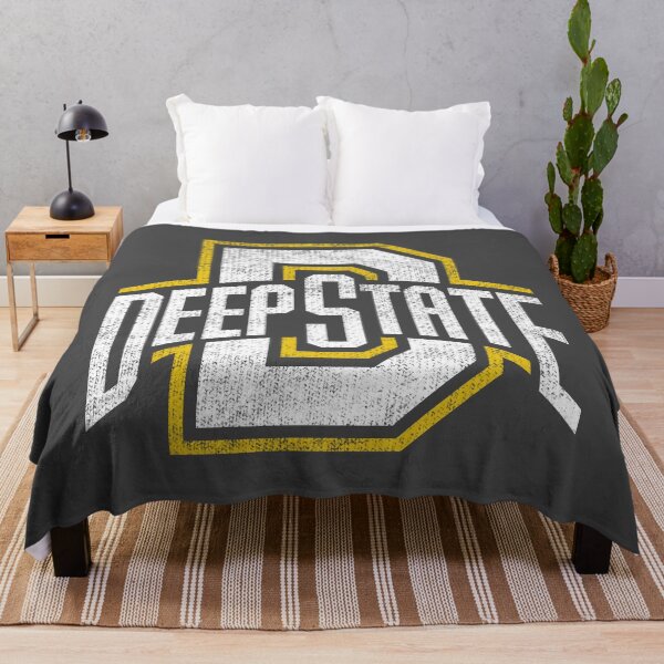 Item preview, Deep State University - white-yellow Worn logo on grey designed and sold by Clandestocracy.