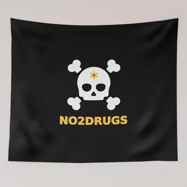 Item preview, No to Drugs Large Skull Crossbones Flower Anti-Drug Dark Color designed and sold by TinyStarAmerica.