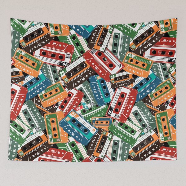 Item preview, Vintage Retro Skull Old School Classic Hip Hop Cassette Tapes Color Pattern designed and sold by RetroSkullArt.