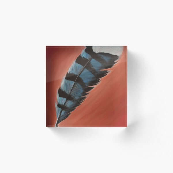 Blue Jay Feather #1 Acrylic Block