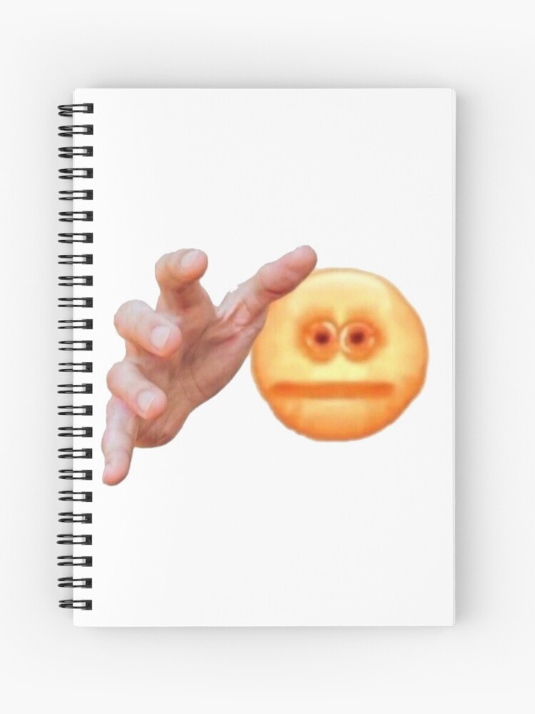 Hands Grabbing Meme Screen Reaching Cursed Emoji Spiral Notebook By Awbult Redbubble