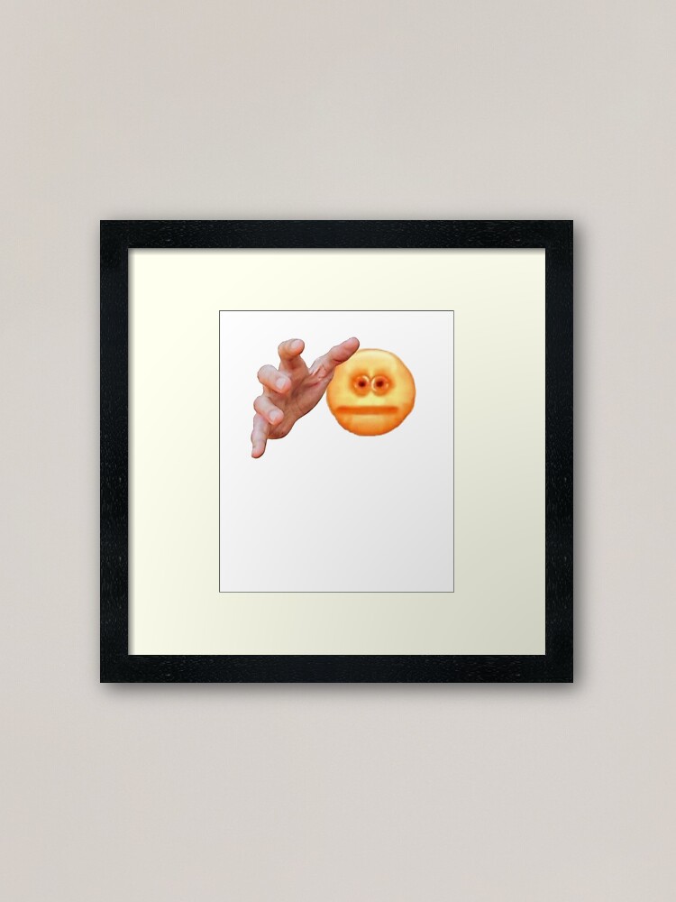 Hands Grabbing Meme Screen Reaching Cursed Emoji Framed Art Print By Awbult Redbubble