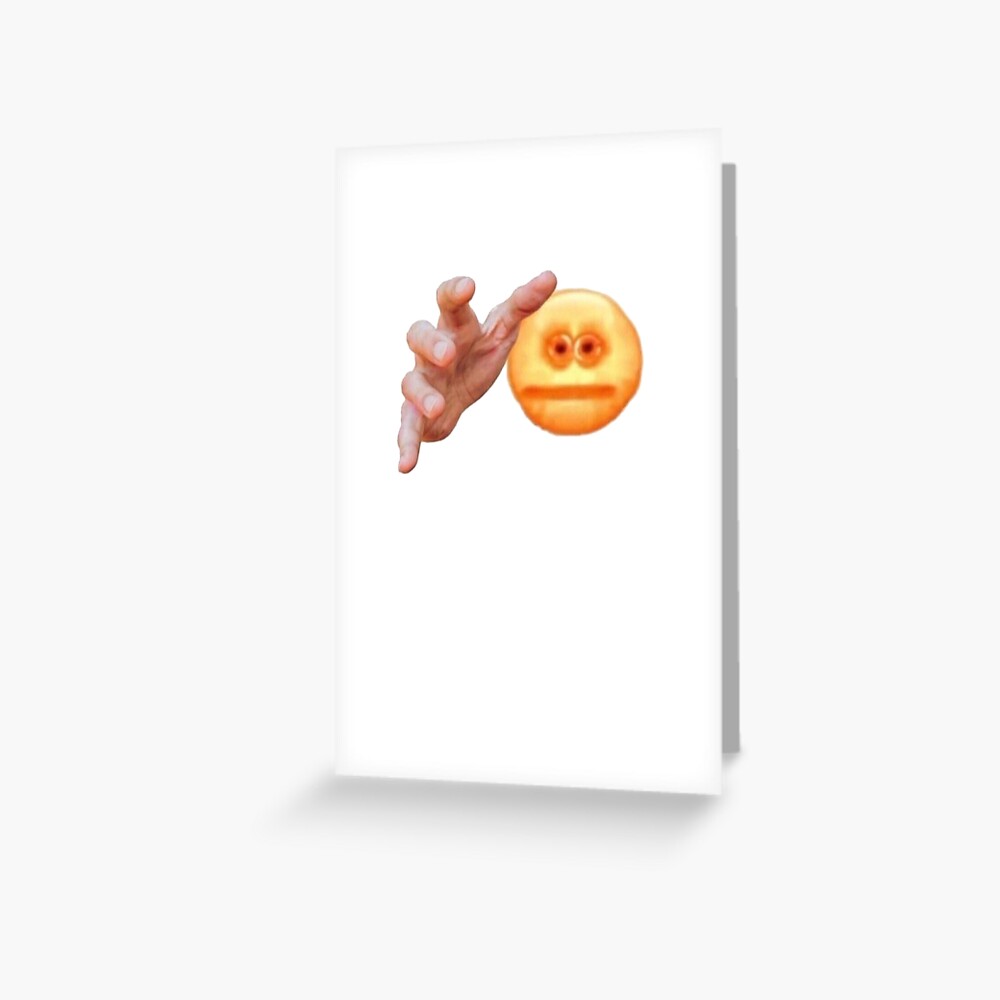 Hands Grabbing Meme Screen Reaching Cursed Emoji Greeting Card By Awbult Redbubble