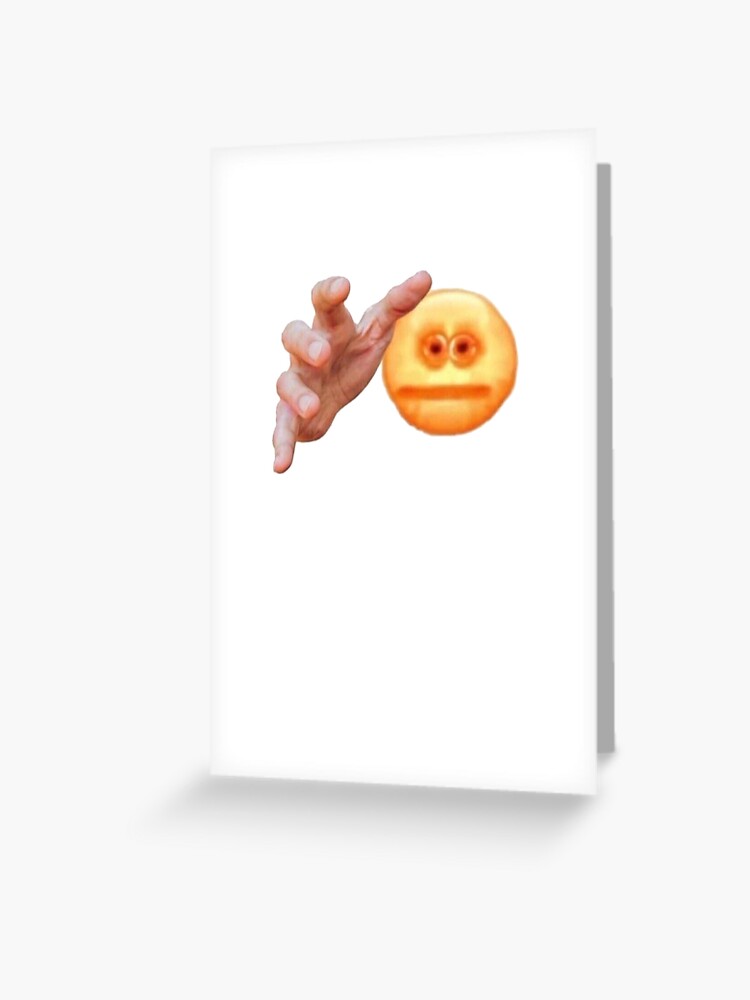 Hands Grabbing Meme Screen Reaching Cursed Emoji Greeting Card By Awbult Redbubble