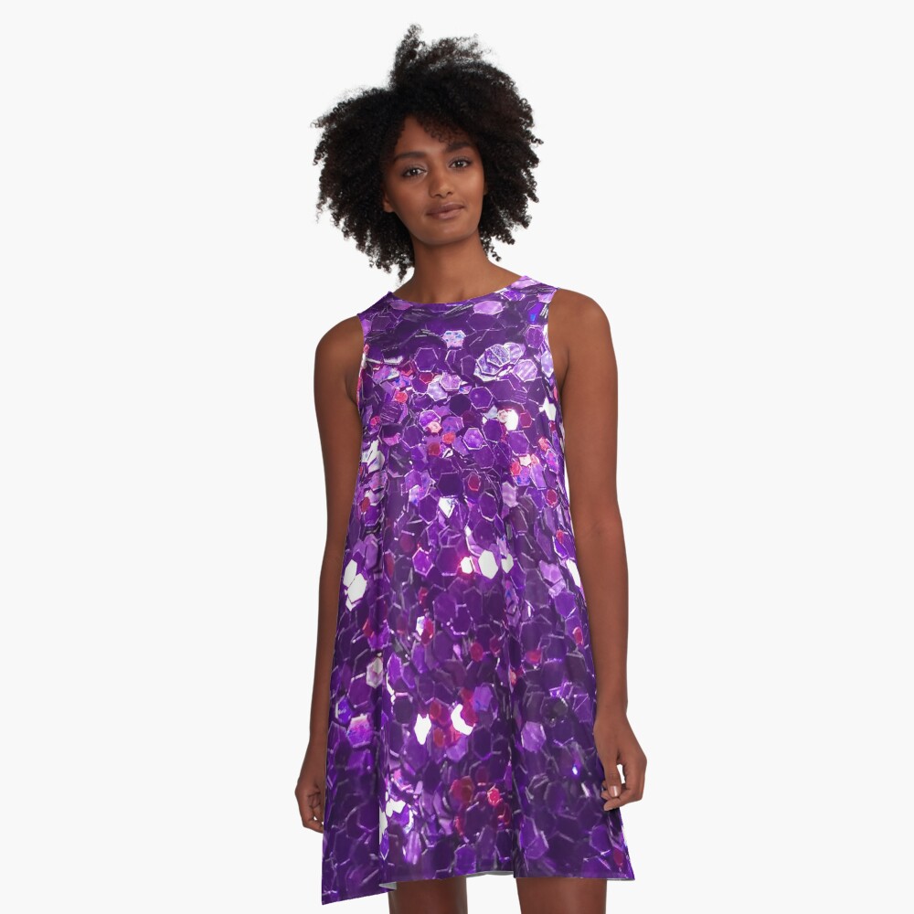 purple glitter dress