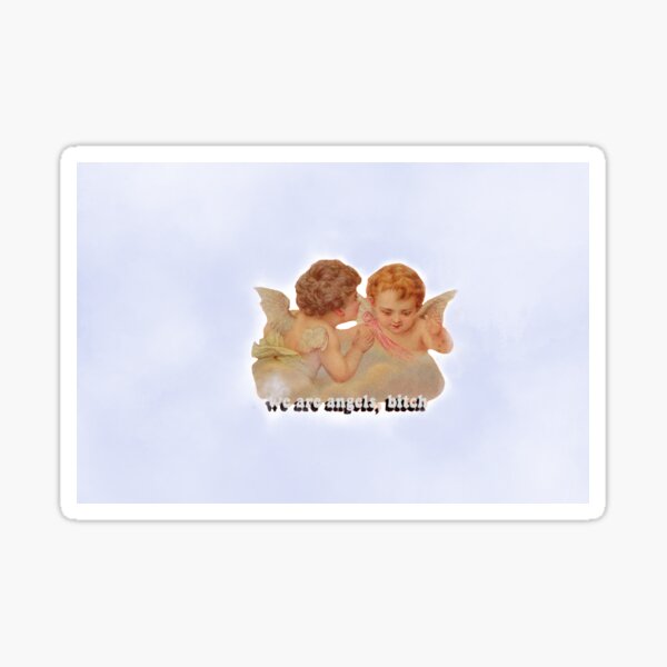Blue Cloudy Angels Sticker Sticker