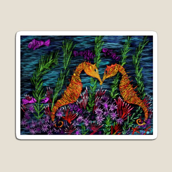 Praise the Lord all creatures of the sea. Sea horses Magnet